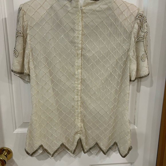 Papell Boutique Evening beaded top old money upscale mom of bride or groom sizeM - Picture 3 of 10